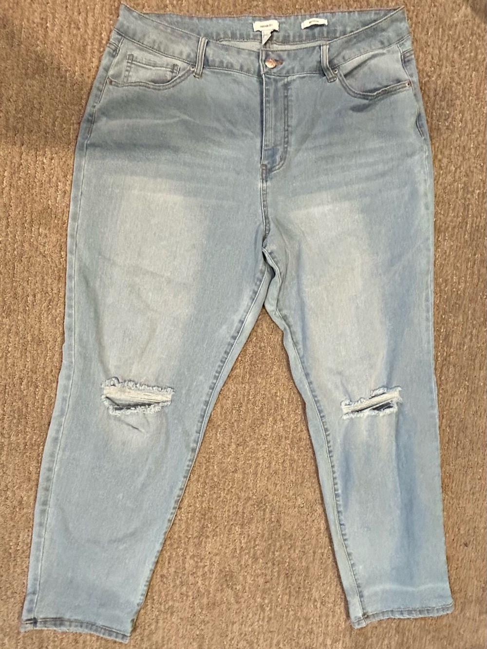Forever 21 Women's 18 Boyfriend Distressed Jeans Pants Light Blue